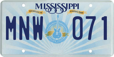 MS license plate MNW071