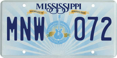 MS license plate MNW072