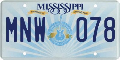 MS license plate MNW078