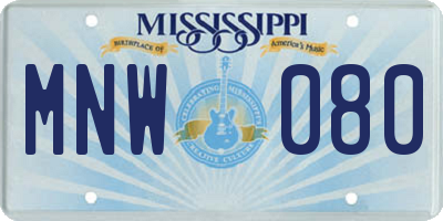 MS license plate MNW080