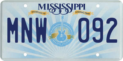 MS license plate MNW092