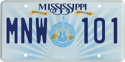 MS license plate MNW101