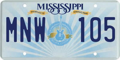 MS license plate MNW105