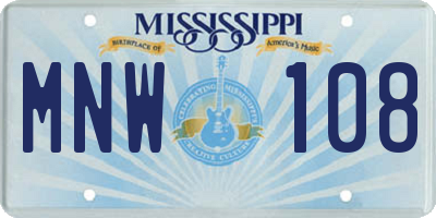 MS license plate MNW108