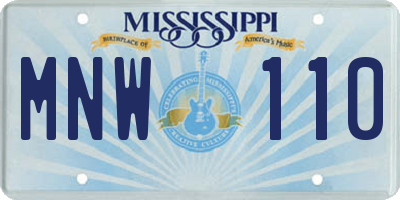 MS license plate MNW110