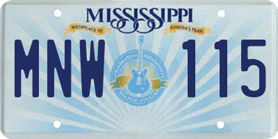 MS license plate MNW115