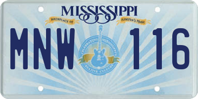 MS license plate MNW116