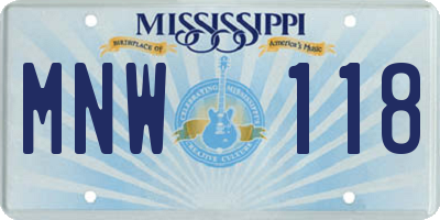 MS license plate MNW118