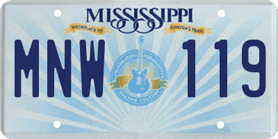 MS license plate MNW119
