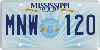MS license plate MNW120