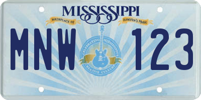 MS license plate MNW123