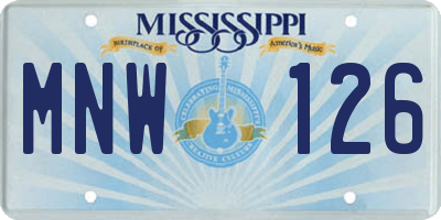 MS license plate MNW126