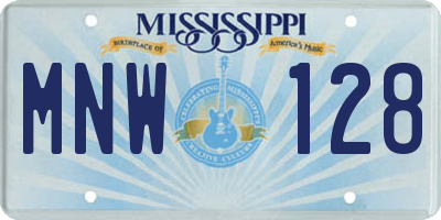 MS license plate MNW128
