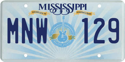 MS license plate MNW129