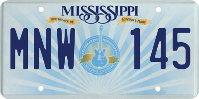 MS license plate MNW145