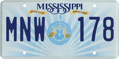 MS license plate MNW178