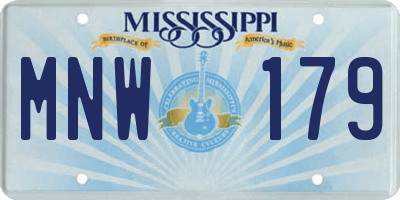 MS license plate MNW179