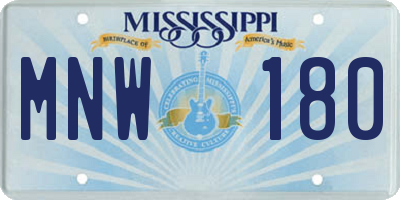 MS license plate MNW180