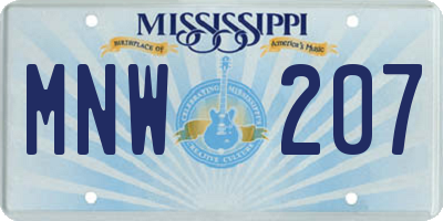 MS license plate MNW207