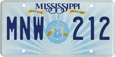 MS license plate MNW212