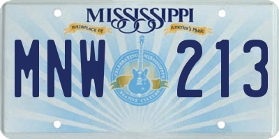 MS license plate MNW213