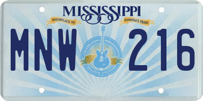 MS license plate MNW216