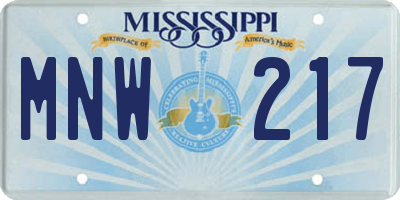 MS license plate MNW217
