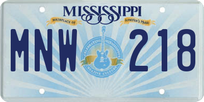 MS license plate MNW218