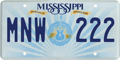 MS license plate MNW222