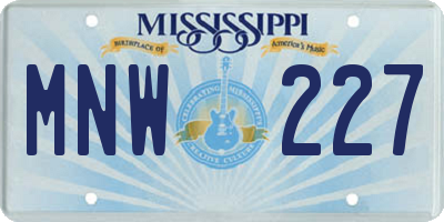 MS license plate MNW227