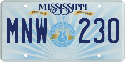 MS license plate MNW230