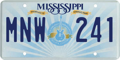 MS license plate MNW241