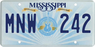 MS license plate MNW242