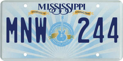 MS license plate MNW244