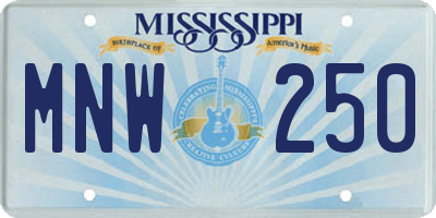 MS license plate MNW250