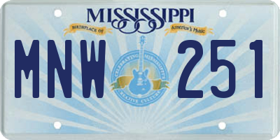 MS license plate MNW251