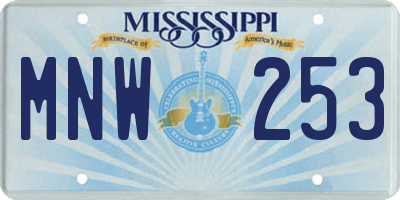 MS license plate MNW253