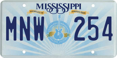 MS license plate MNW254