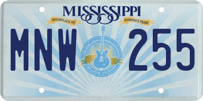 MS license plate MNW255