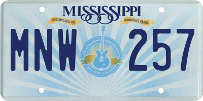 MS license plate MNW257