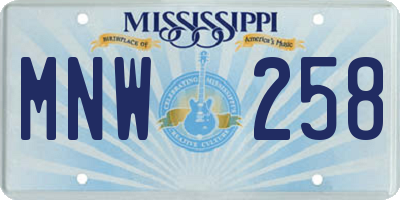 MS license plate MNW258