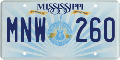 MS license plate MNW260