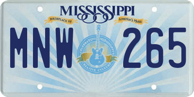 MS license plate MNW265
