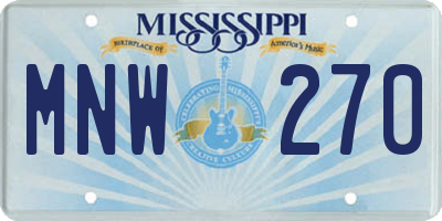 MS license plate MNW270