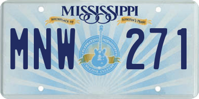 MS license plate MNW271