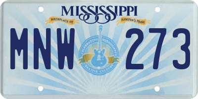 MS license plate MNW273