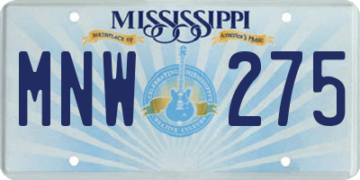 MS license plate MNW275
