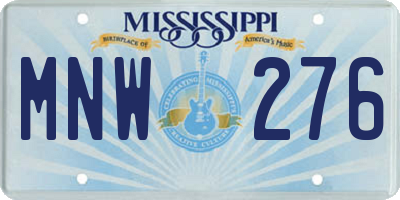 MS license plate MNW276