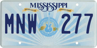 MS license plate MNW277