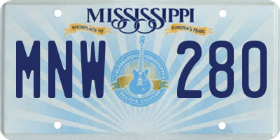 MS license plate MNW280